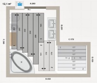 Die exakte Darstellung von<br />Räumen und Sanitäreinrichtung<br />bildet die Grundlage für den<br />korrekten Verlegeplan. Mit dem<br />THERMO BODEN Planer gelingt<br />das schnell und grafisch<br />ansprechend, da die Software<br />sowohl Raumformen als auch<br />Einrichtungssymbole zur Auswahl<br />vorgibt. Die optimale Verlegelösung des geeigneten Heizmatten-Systems wird anschließend automatisch erstellt.<br />Bilder: AEG Haustechnik