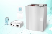 Das Wohnraumlüftungsgerät SAVE VTR 250 der neuen Generation mit den Bedienoptionen SAVE TOUCH, SAVE LIGHT und SAVE CONNECT (v. o. n. u.).<br />Bild: Systemair
