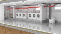Einbaubeispiel Hebefix 200 für die Schmutzwasserentsorgung einer Waschküche.<br />Bild: Pentair Jung Pumpen