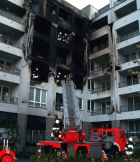 Wirklich „brandgefährlich“? WDVS mit Polystyrol. Bild: Feuerwehr Berlin<br />