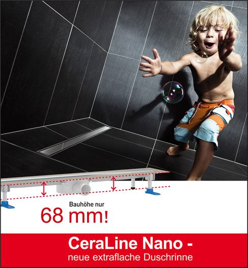 Extraflach: Die Duschrinne CeraLine Nano von Dallmer...