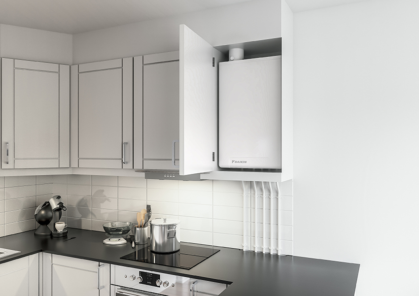Das kompakte Innengerät der DAIKIN Altherma H Hybrid...