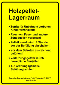 Aufkleber Pelletlagerraum. Bild: DEPV