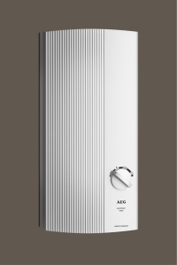 Ein AEG Durchlauferhitzer DDLE Basis erwärmt das Wasser verbrauchsnah bei Dusche und Waschtisch. Hoher hygienischer Warmwasserkomfort ist somit garantiert.