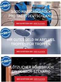 Zertifizierte Stützpunktpartner können das SYR-Banner auf ihrer Website nutzen, das Kunden direkt auf <a href="http://www.leckageschutz.info" target="_blank">www.leckageschutz.info</a> leitet. Dort erfahren Endverbraucher alles über die Wahrscheinlichkeit und Folgen eines Wasserschadens sowie über das Thema Leckageschutz. Auf diese Weise kommen Kunden dann wieder auf ihren SHK-Profi zu, wenn es um die Installation einer Leckageschutz-Armatur geht.