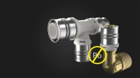 Seit 2013 verwendet FRÄNKISCHE für alpex F50 PROFI bleifreie und entzinkungsbeständige Materialien, die hygienisch und zukunftssicher sind. Sowohl PPSU als auch der verwendete Messing-Werkstoff erfüllen die Anforderungen des Umweltbundesamtes (UBA) und der REACH-Verordnung.<br />Bild: FRÄNKISCHE Rohrwerke