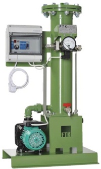Neue FTK-Filteranlagengeneration mit WILO Pumpen: Typ FTK FF 1-6P stationär für Heiz- und Kühlsysteme ab ca. 250kW thermischer Leistung.