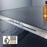 <b>Elegant und pflegeleicht:</b> Das Flächenablaufsystem CeraFloor von Dallmer ist nominiert für den German Design award 2016.