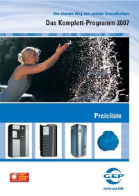 Produkte zur Regen- und Grauwassernutzung werden in der GEP-Preisliste ausführlich erläutert.