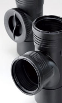 Hydraulik- und Schalloptimierte, rippenverstärkte Formstücke mit höherer Abflussleistung für<br />eine wirtschaftlichere Dimensionierung.
