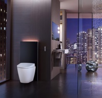 Edle Allianz: Geberit AquaClean Sela und Geberit Monolith Plus bilden eine Design-Variante der Extraklasse aus hochwertigen Materialien.