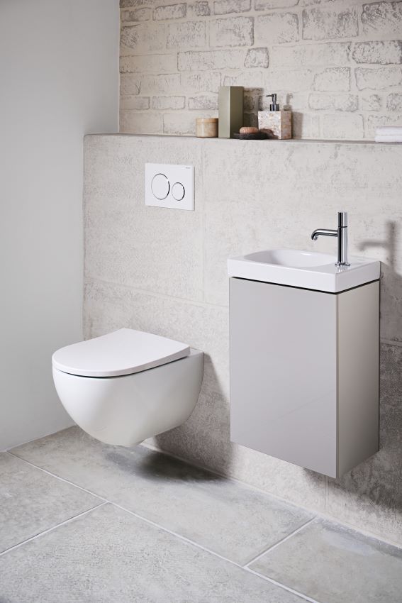 Für Gästebäder und kleine Badezimmer gibt es von Geberit...