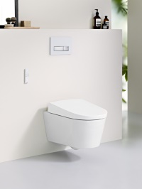 Ästhetische Bereicherung fürs Bad: Die Dusch-WCs von heute, wie das Geberit AquaClean Sela, überzeugen nicht nur in puncto Technik, sondern auch durch ihr elegantes Design.