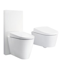 Design-Geschwister: Ebenso schlicht und geradlinig wie das wandhängende Modell hat Designer Matteo Thun die bodenstehende Variante gestaltet. Bilder: Geberit