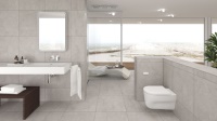 Dezenter Auftritt: Die flächenbündige Betätigungsplatte Geberit Omega60 fügt sich besonders gut in anspruchsvolle architektonische Badumgebungen ein. Bilder: Geberit