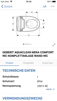 Auf den Produktseiten werden alle relevanten Informationen, wie etwa technische Daten oder Ersatzteile, übersichtlich und mittels separater Tabs angezeigt.