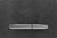 Hochwertige Materialien: Mit dem Design-Update ist die Betätigungsplatte Sigma50 neu auch in Mustang Schiefer erhältlich. Der Naturstein wirkt besonders edel, jedes Exemplar ist ein Unikat. 
