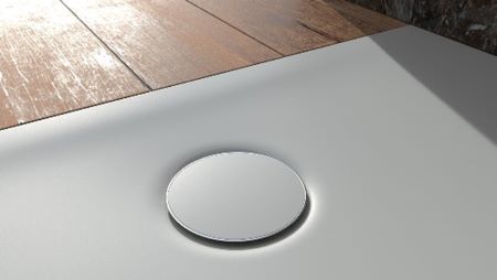 Der Ablaufdeckel der Duschfläche Geberit Olona wird...
