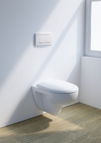 Die Betätigungsplatte Geberit Twinline30 besticht durch.......