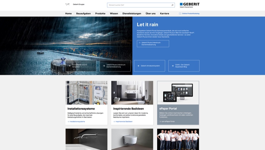 Auf der neuen Geberit Website finden Nutzer auf den...