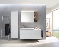 Geberit iCon steht für modernes Baddesign mit klaren Linien im mittleren Preissegment. Beim neuen Möbelsortiment hat Geberit ein besonderes Augenmerk auf die Optimierung des Stauraums gelegt.