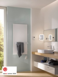 Ausgezeichnet: Der elektrische Designheizkörper Retango erhält das international begehrte Qualitätssiegel für gute Gestaltung – den „Red Dot Award: Product Design 2020“.<br />Bild: HSK Duschkabinenbau