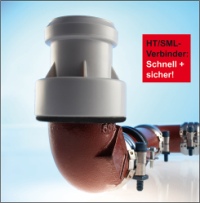<b>Sicherer Anschluss:</b> HT/SML-Verbinder von Dallmer haben SML-seitig eine flexible und starke Mehr-Lippendichtung.