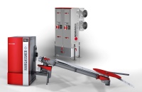 Ein echter Problemlöser zur Reduzierung von Feinstaub im Abgas: die Filterbox-S in der 100 kW Variante; hier hinter dem Hargassner Eco mit 70 – 120 kW Nennheizleistung.<br />Bild: Schräder Abgastechnologie