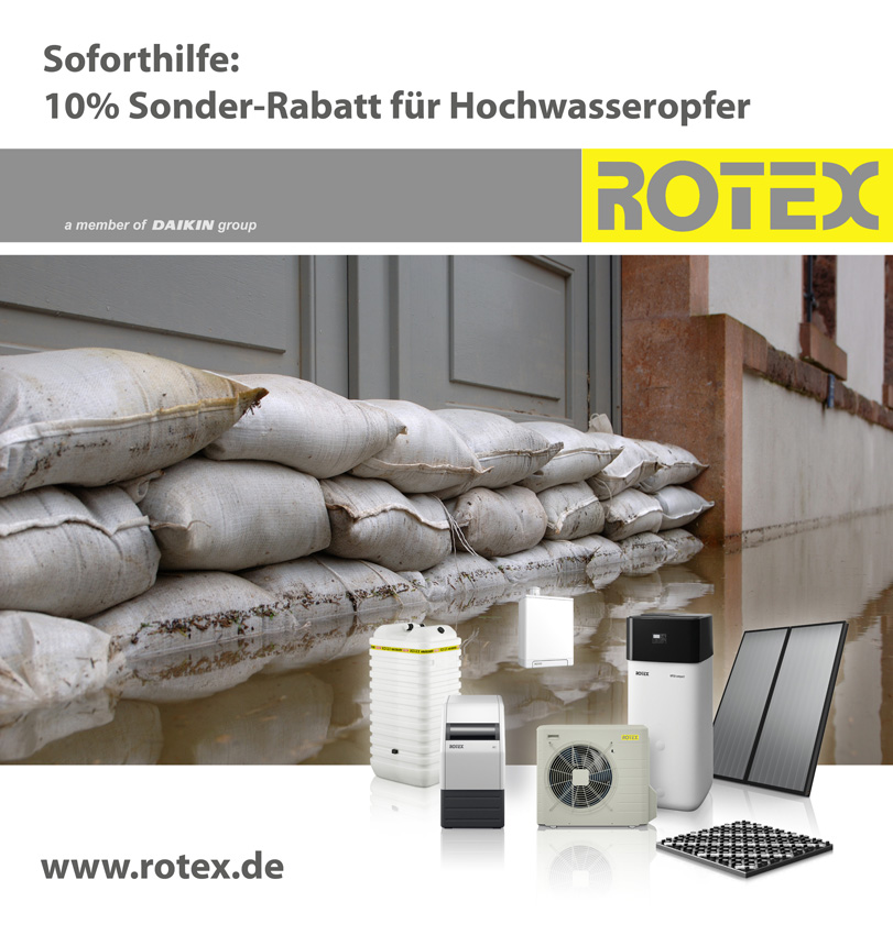Sonder-Rabatt von 10% für HochwasseropferBild: ROTEX...