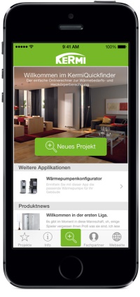 Mit der KermiQuickfinder App ermitteln Sie die Heizlast auf der Grundlage von Haustypus, Raumgröße und Wärmequelle und anschließend die korrekte Heizkörperdimension zur gewünschten Kermi Produktlinie. Bild: Kermi