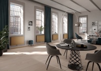 Erhältlich ist der neue Design-Flachheizkörper Leveo für den Warmwasserbetrieb inkl. energiesparender x2-Technologie sowie als rein elektrischer Infrarotheizkörper – im Bild in der neuen Farbe „Noble Gold“ aus der Kermi-Farbedition Terra.