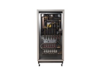 Die x-net Wohnungsstation kombiniert die Wärmeversorgung durch integrierten Fußbodenheizungsverteiler mit hygienischer Trinkwassererwärmung. <br />Durch die Modulbauweise und das innovative Steckverbindungssystem ist die Station einfach und schnell in der Montage.<br />Bild: Kermi<br />