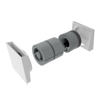 NEU bei dezentraler Lüftung: x-well Einrohrlüfter A20/A21 (oben, x-well A21) & x-well ALD Außenwandluftdurchlässe (unten, ALD12).<br />Bilder: Kermi