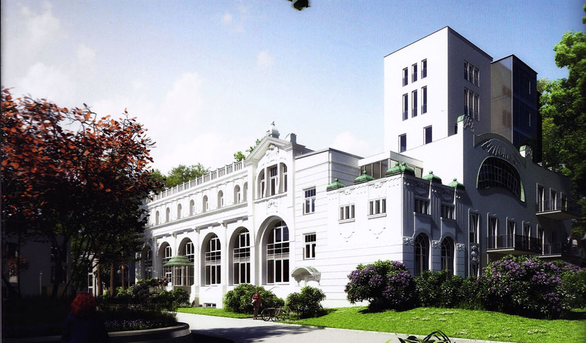 Architektenzeichnung „Herrenbad“ im Dr.-Lahmann-Park....