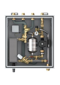Mit LogoCool bietet die Meibes System-Technik GmbH eine kompakte indirekte Übergabestation mit integriertem Edelstahlplattenwärmetauscher für wasserbasierende Kühlsysteme an. Von Haus aus ist der druckunabhängige Volumenstromregler Ballorex Dynamic bereits integriert, so dass die Kühlleistung der Station stufenlos justierbar ist.<br />Bild: Meibes System-Technik