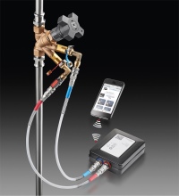 „OV-DMC 3“ Messsystem - <br />Messung am „Hydrocontrol VTR“ Strangregulierventil<br />Bild: Oventrop