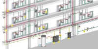 Das Trinkwasser-Management-System „AquaVip Solutions” deckt, digital vernetzt, die gesamte Trinkwasseranlage vom Hauseingang bis zur letzten Zapfstelle ab: 1) AquaVip Controller, 2) Prevista Dry-WC-Element mit integrierter AquaVip-Spülstation, 3) AquaVip eWT-Armatur und AquaVip eBR-Armatur, 4) AquaVip eZRV als elektronisches Zirkulationsregulierventil warm und kalt, 5) AquaVip DTE Durchflusstrinkwassererwärmer (W), 6) AquaVip UFC Ultrafiltrationsanlage im Zirkulationsbypass, 7) AquaVip DTK Durchflusstrinkwasserkühler, 8) AquaVip Temperatursensor, AquaVip Durchfluss- und Temperatursensor, AquaVip Drucksensor. 