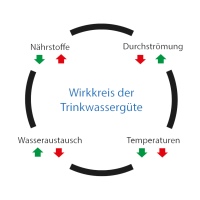 Der Wirkkreis zum Erhalt der Trinkwassergüte wird durch vorübergehende Nutzungsunterbrechungen gestört. Das sorgt für beträchtliche Hygienerisiken in einer Trinkwasser-Installation.<br />Bilder: Viega