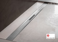 Der „Red Dot“ ist eine Auszeichnung für hohe Designqualität. Nur an Produkte, die eine hervorragende Gestaltung und Funktionalität aufweisen, vergibt die international besetzte Jury das begehrte Siegel. Die Duschrinne „Advantix Cleviva“ von Viega zählt dieses Jahr zu den Gewinnern.
