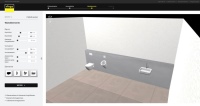 Die Badplanung ist in 3D mit dem Viega-Onlinetool perspektivisch drehbar, so dass sich beispielsweise auch Raumproportionen und Bewegungsräume ganz einfach visuell überprüfen lassen. Für die technische Umsetzbarkeit hat Viega die notwendigen Abstandsmaße hinterlegt. <br />Bilder: Viega