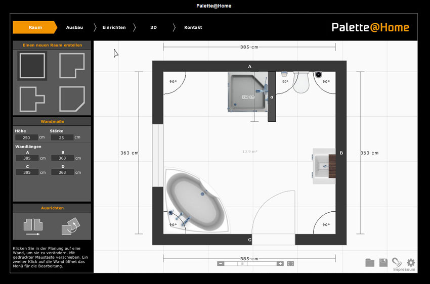 Grundriss-Planung vom Sofa aus mit Palette@Home.
