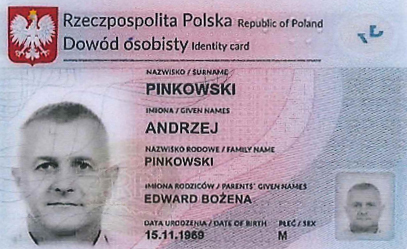 Gestohlener oder gefälschter Parsonalausweis "Andrzej...