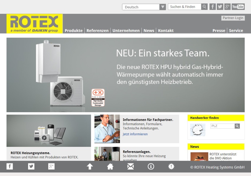 Der Internetauftritt von ROTEX gehört zu den besten...