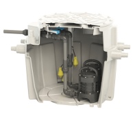 Die SANIFOS-Hebeanlagen von SFA SANIBROY, hier die Ausführung „Sanifos 500“, sind ab sofort wahlweise mit Schneidwerk oder mit Freistromradpumpe lieferbar.<br />Bilder: SFA Sanibroy