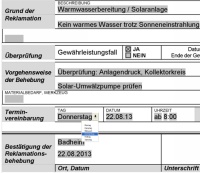 Die Grundlage für erfolgreiches Reklamationsmanagement ist, das passende Organisationsmittel zur Hand zu haben. Die Vorlage REKLAMATIONSBEARBEITUNG / MÄNGELBESEITIGUNG von SHK-Formblattshop.de führt auf nur einer A4-Seite durch den Bearbeitungsablauf: Aufnahme der Reklamation, Beschreibung der Vorgehensweise als Arbeitsanweisung, Terminorganisation und Vorlage zur Unterschrift durch den Kunden. Texteingabe- und Auswahlfelder vereinfachen die Bearbeitung. Bild: SHK-Formblattshop
