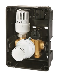 Die Kombibox DUO vereint die<br />Vorteile der Regelbox RTL und der<br />Regelbox TH. Im bewährten<br />Simplex-Installationsgehäuse sind<br />zwei thermostatische Regelköpfe<br />verbaut.<br />Bild: Simplex