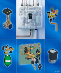 Ein innovatives Komplettpaket – die bewährte Regel- und Sicherheitszentrale RESI des Korschenbroicher Unternehmens SYR Hans Sasserath & Co. KG ist jetzt als modulares System erhältlich. Unter der weißen Abdeckung wird auf engstem Raum clevere Systemtechnik zusammengefasst. Das Modul-System ist je nach Bedarf aus verschiedenen Komponenten individuell zusammenstellbar. So lässt sich die Grundversion beispielsweise durch das Sicherheitscenter, die Heizungsbefüllung, den elektrodynamischen Verkalkungsschutz des MultiSafe oder den Anschluss für den Ionentauscher IT 3000 ergänzen. Grafik: SYR Hans S