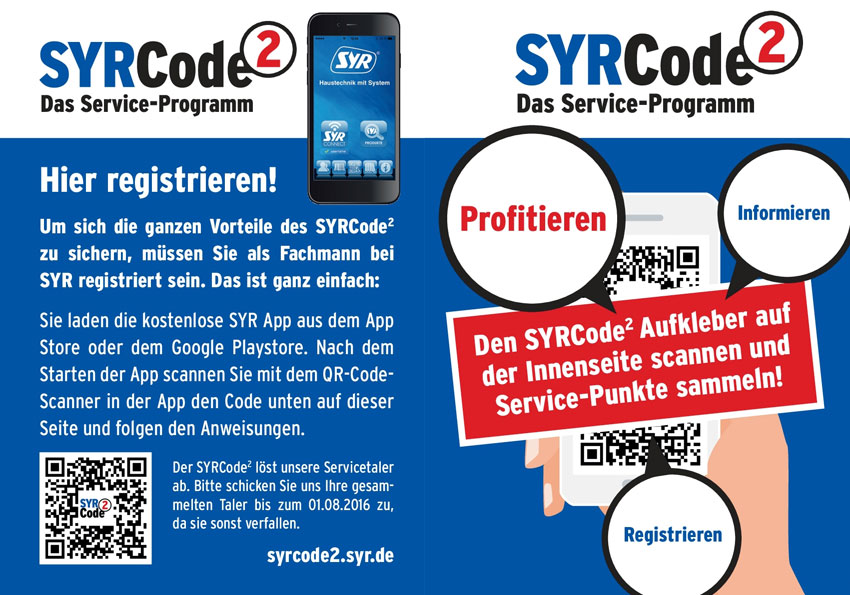 Das neue Service-Programm SYR Code² der SYR Hans Sasserath...