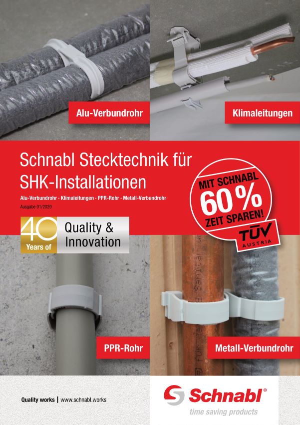 Die Broschüre „Schnabl Stecktechnik für SHK-Installationen“...
