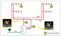 System-Darstellung<br />Probenahmestellen entsprechend dem DVGW Arbeitsblatt W 551 